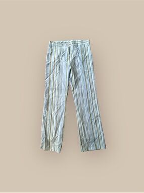 Y2k Zoompy Light Blue and green Striped trousers